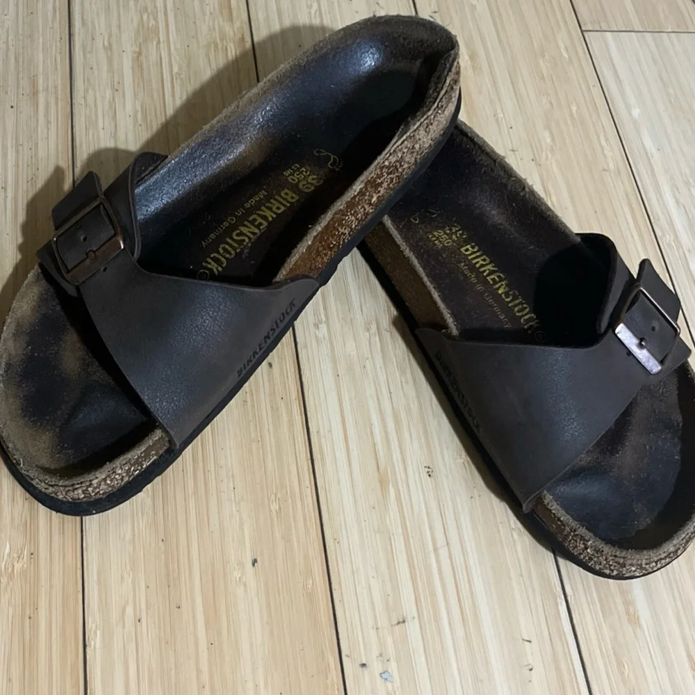 Birkenstock Madrid-Birko Brown Leather Sandals with Adjustable Buckles size 39 - Picture 6 of 9